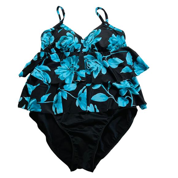 Trim Shaper Layered One Piece Swimsuit Size 14 - Picture 1 of 6